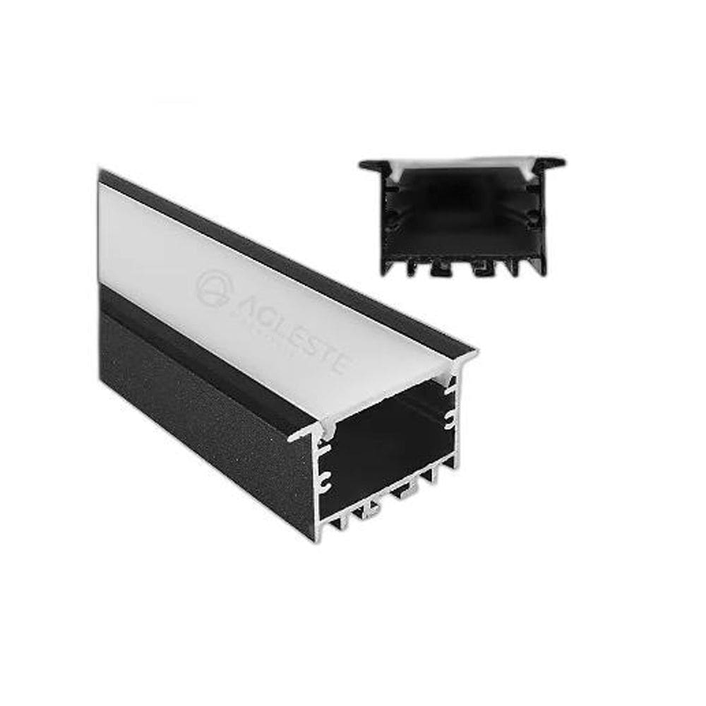 Perfil Slim Embutir Preto 24Mm 30X20Mm 1 Metro - Agimports