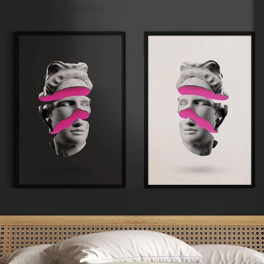 Kit 2 Quadros Decorativos Pop - Esculturas 45X34Cm