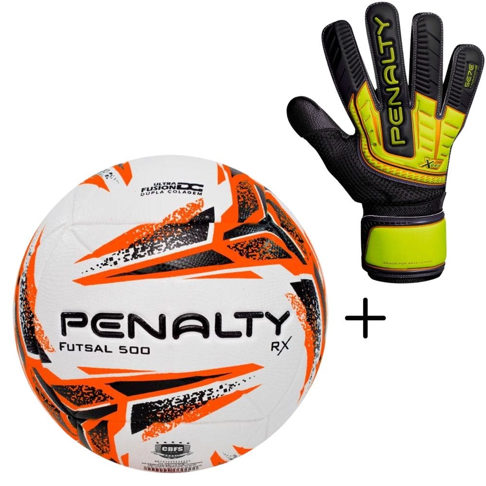 Kit 01 Bola De Futsal Penalty RX 500 XXIII+01 Luva De Goleiro Penalty Se7e Training TAM-10