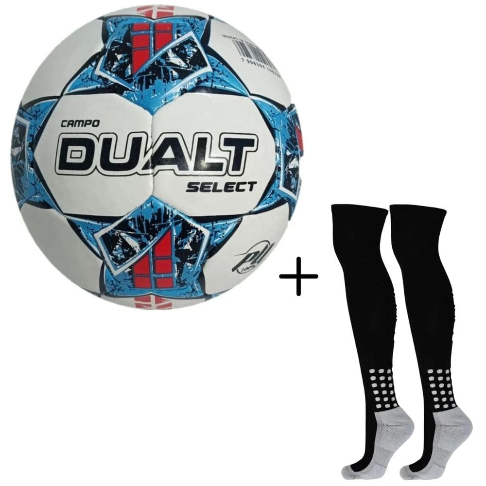 Kit 01 Bola De Futebol Campo Dualt Select Pro Costurada á Mão + 01 Meião Penalty Matis Treino 39-44