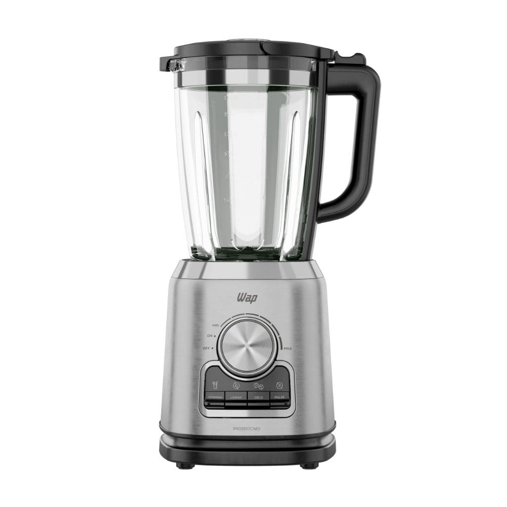 Liquidificador com Copo de Vidro WAP WB2000 2L 900W Velocidade Variável Preto/Cinza 127V