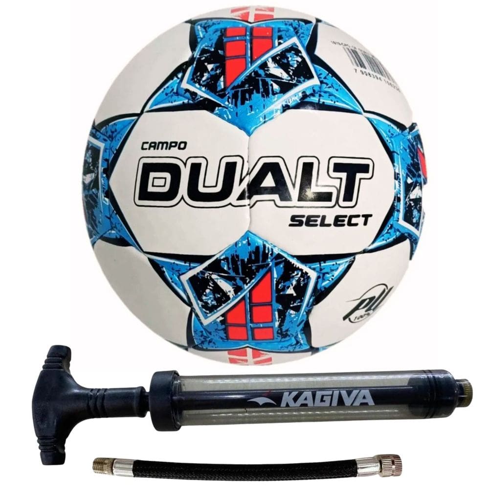 Kit 01 Bola De Futebol Campo Dualt Select Pro Costurada á Mão +01 Bomba De Ar Kagiva Dupla Ação