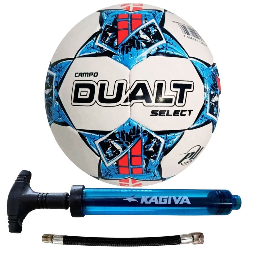 Kit 01 Bola De Futebol Campo Dualt Select Pro Costurada á Mão +01 Bomba De Ar Kagiva Dupla Ação