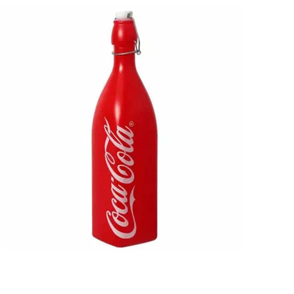 Garrafa De Vidro Quadrada 1L Hermética Coca-Cola Vermelha