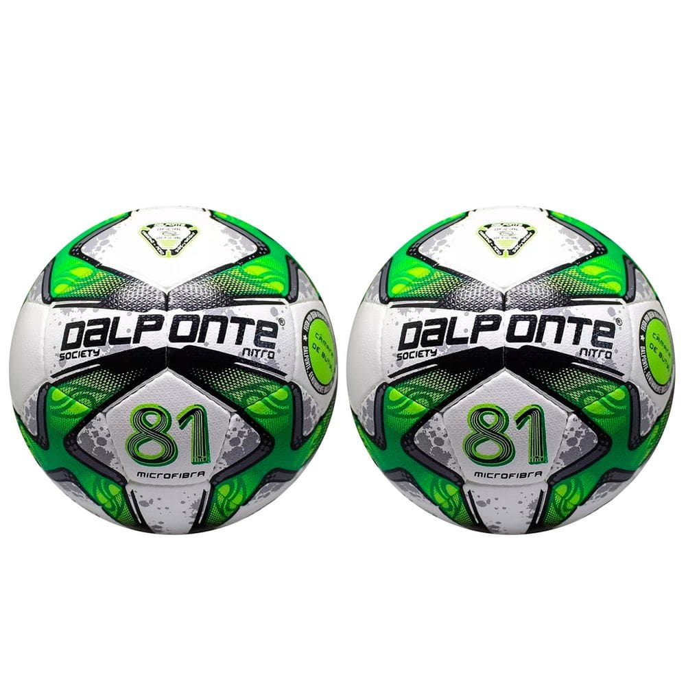 Kit 02 Bola De Futebol Society Dalponte 81 Nitro Microfibra Costurada À Mão