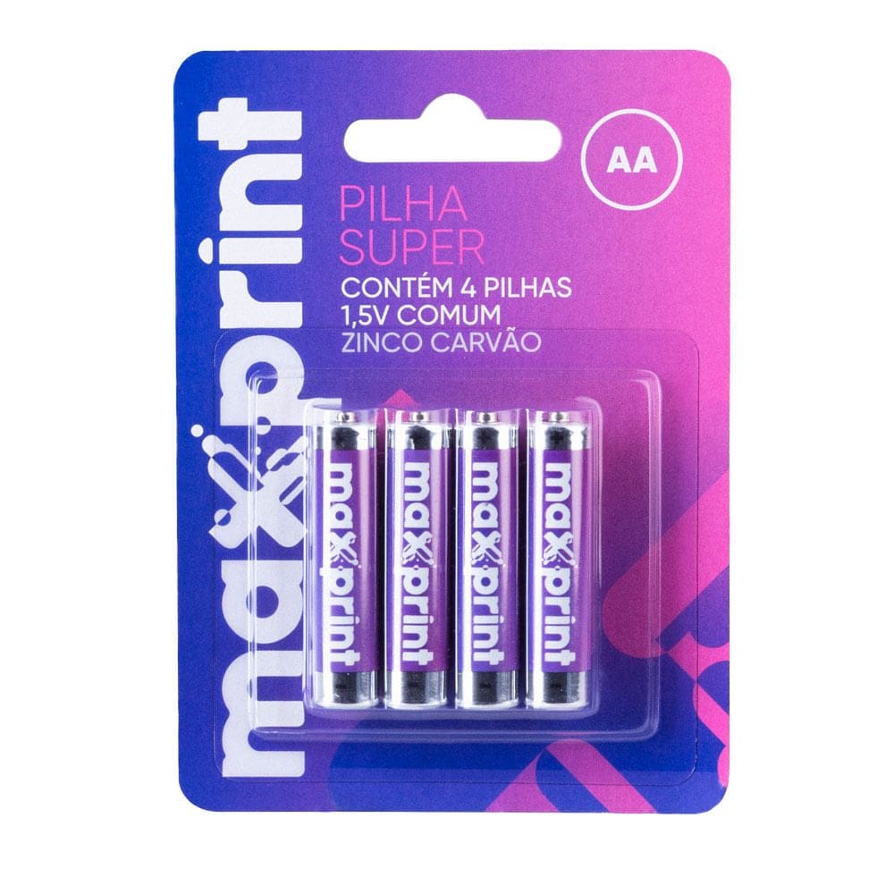Pilha Pequena AA Zinco Carvão com 4 Maxprint