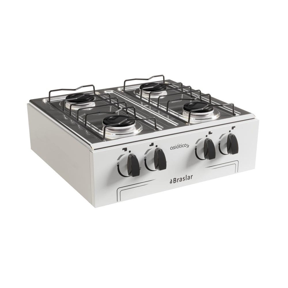 Portátil 4 Bocas Braslar Asiático com Mesa Inox Branco