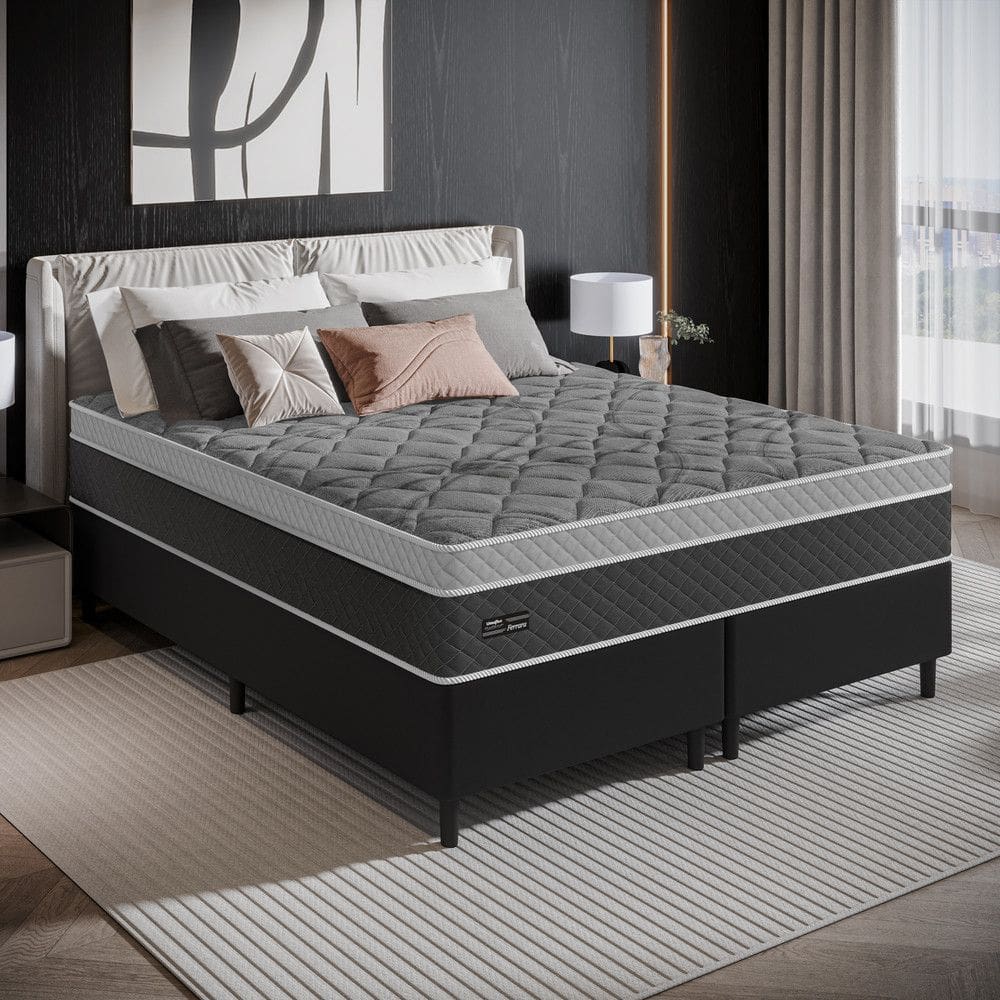 Cama Box Queen 158cm Molas Ensacadas Ferrara Umaflex Base 2CEN