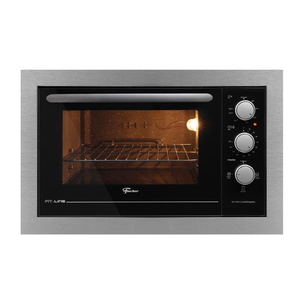 Forno de Embutir Elétrico Fischer Fit Line 48L com Timer e 3 Funções Inox 220V