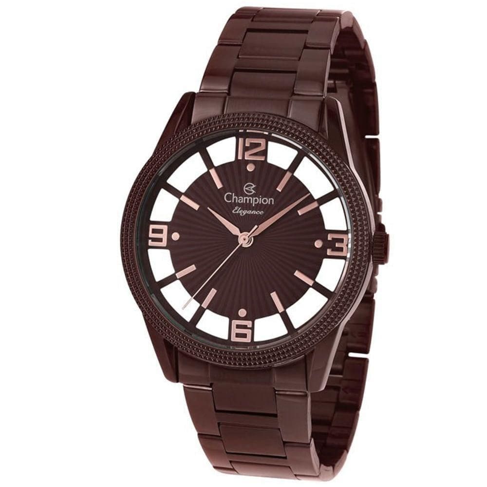 Relógio Champion Feminino Marrom Fundo Transparente Cn20882r
