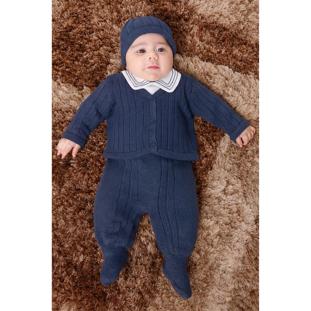 Conjunto Bebê Azul Marinho Casaco Salopete