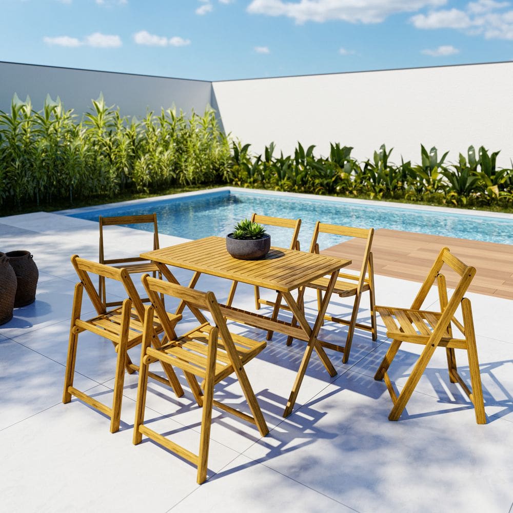 Conjunto Jardim Varanda 7 Pecas Canela Madeira - Algarve