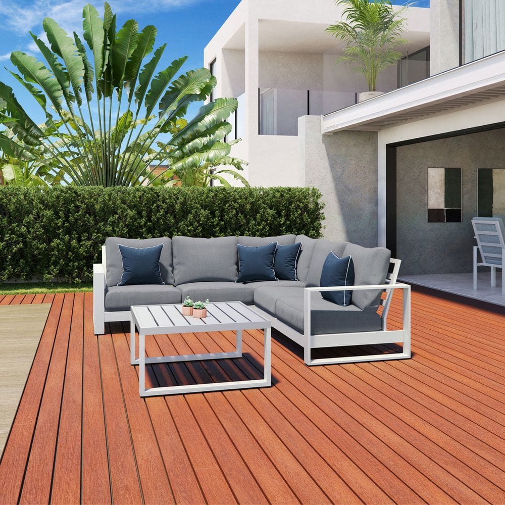 Conjunto Jardim Varanda 4 Pecas Branco Aluminio - Nice