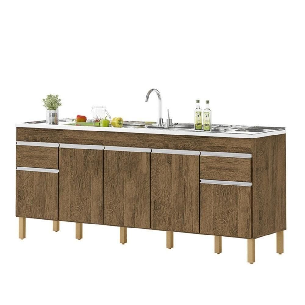 Balcão Natal 5 Portas Para Pia De 2 Mt Castanho