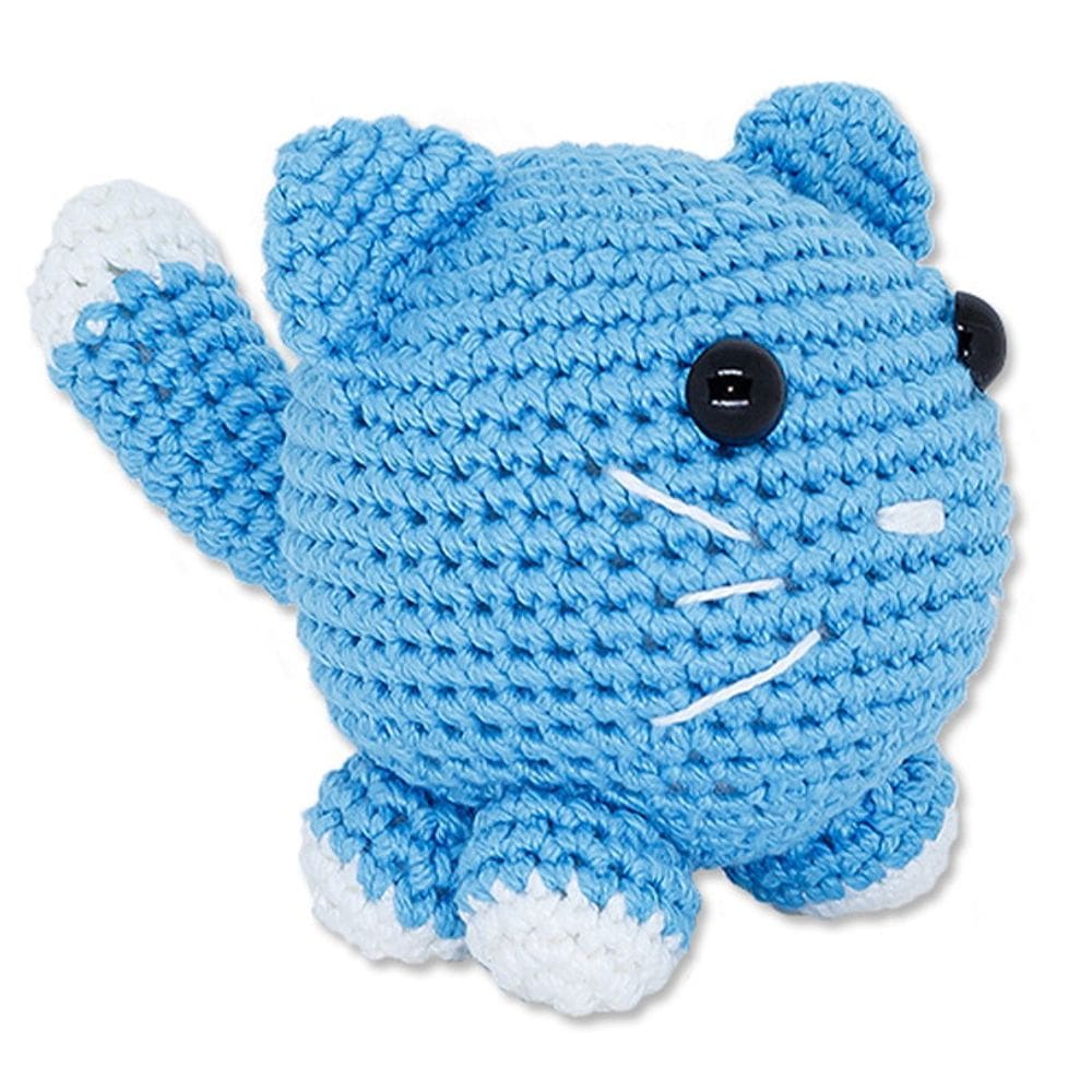 Amigurumi Bolinha Gatinho Azul 10cm Altura