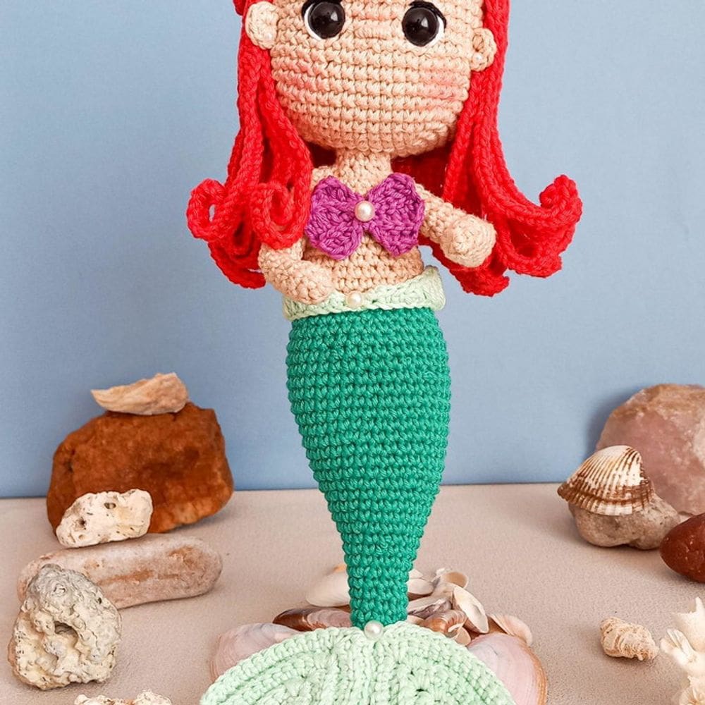 Princesa Amigurumi Crochê Artesanal em Linha de Algodão