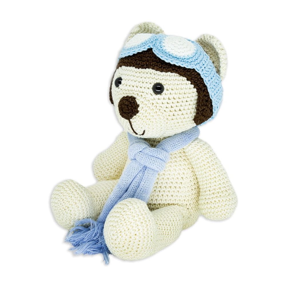 Amigurumi Urso Aviador de Crochê artesanal 13 cm
