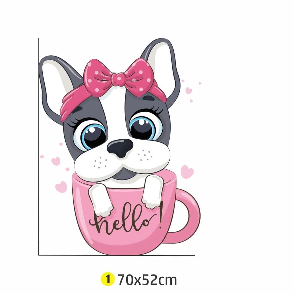 Adesivo Parede Dog Hello 70x52 quarto infantil