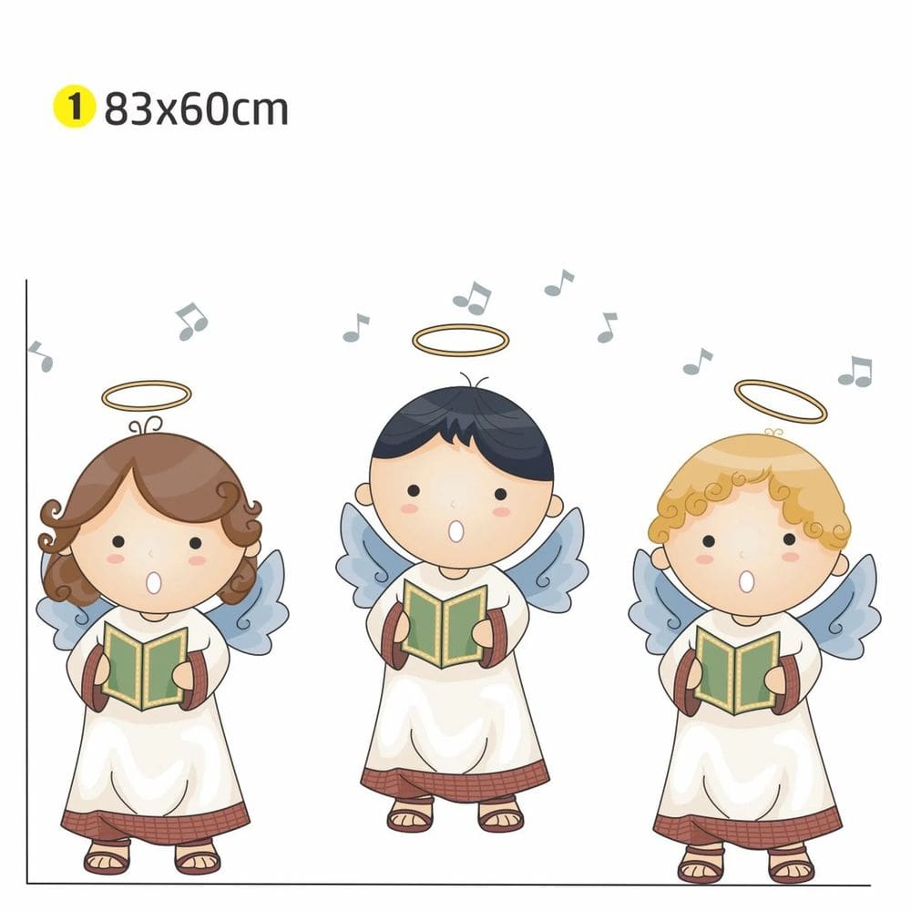 Adesivo Parede Coral Anjinhos 83x60 quarto infantil