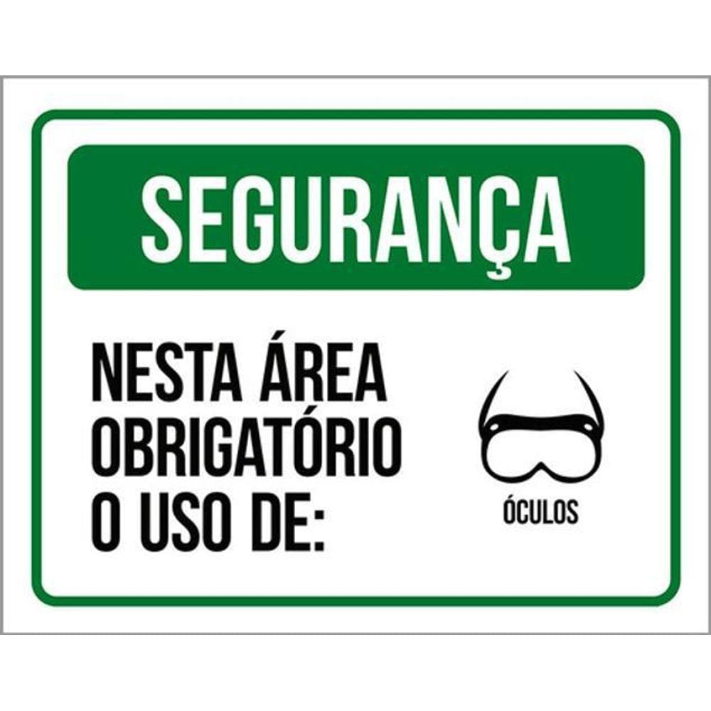 Kit 5 Placas Segurança Área Obrigatório Uso De Óculos