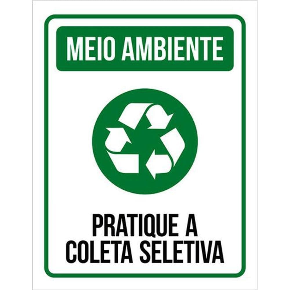 Kit 10 Placas Meio Ambiente Pratique Coleta Seletiva 36X46