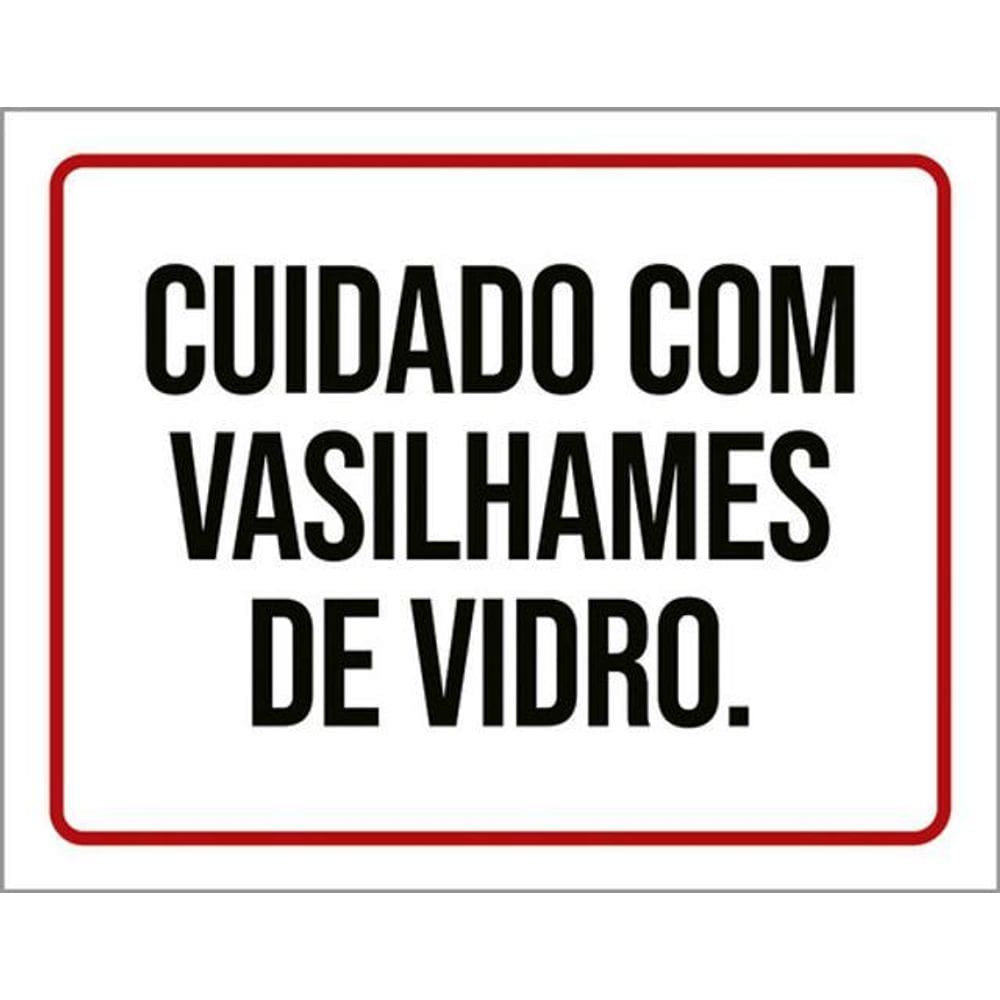 Kit 5 Placas Cuidado Vasilhames De Vidro 36X46