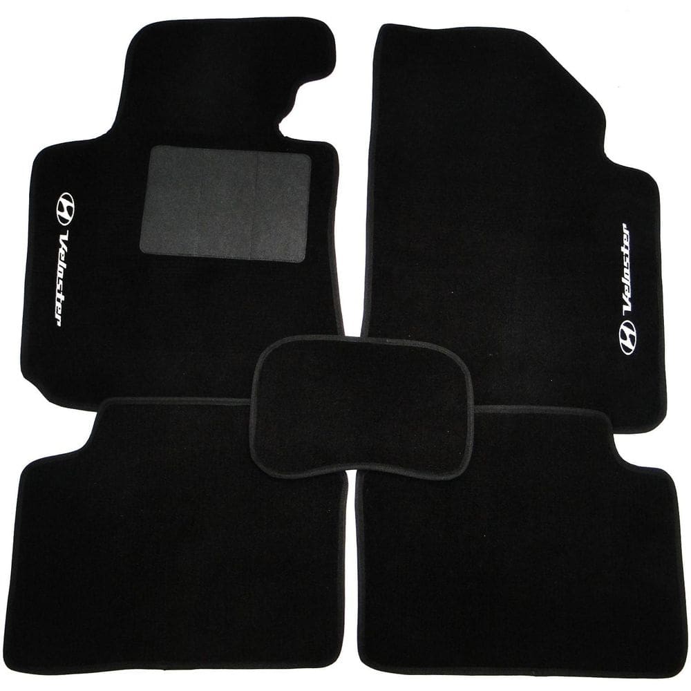 Jogo Tapete Veloster Pvc Borracha Preto 4 Peças