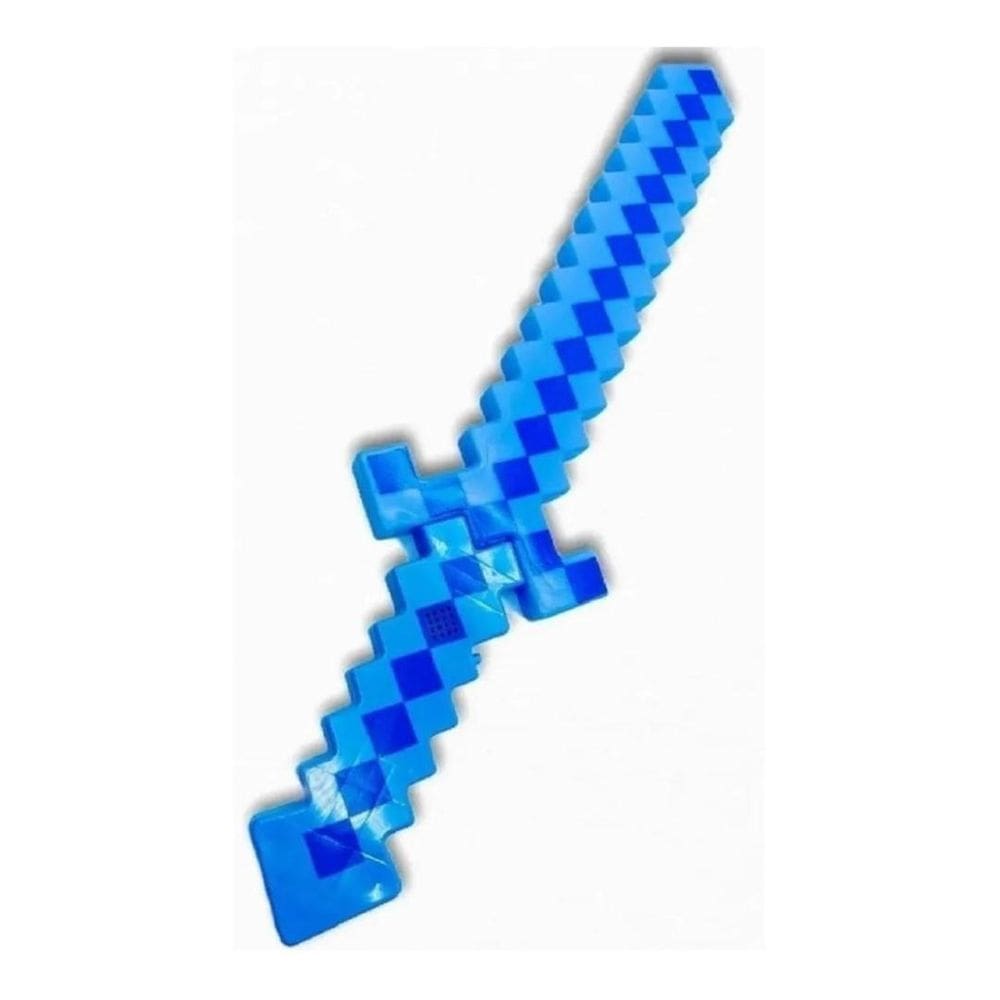 Brinquedo Espada Pixel Minecraft 58Cm Som E Luz - Azul Nº13