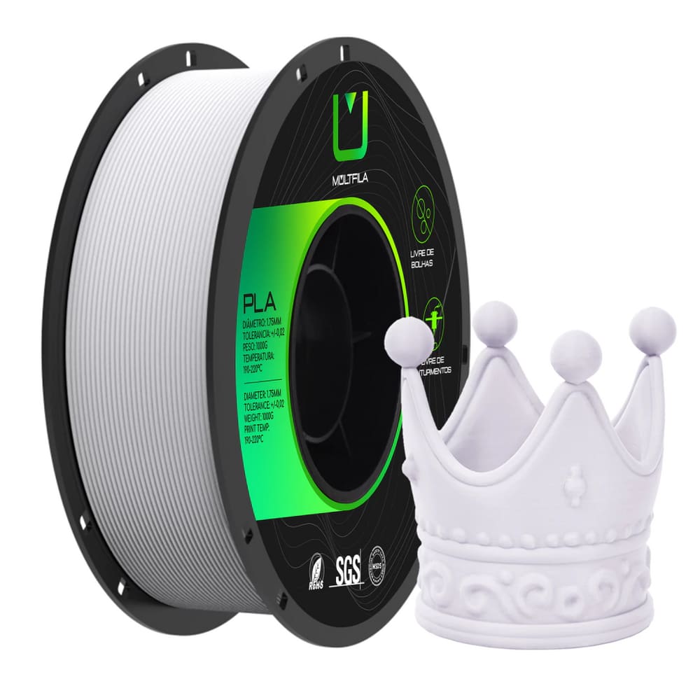 Filamento 3D PLA Matte Fosco Branco Multfila 1.75mm 1Kg