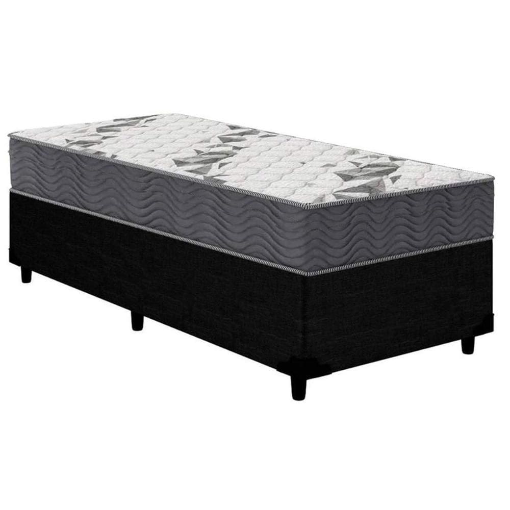 Cama Box Solteiro: Colchão Ortopédico Ortobom D33/EP Anatômicotech 100+Base CRC Corano Black-88x188