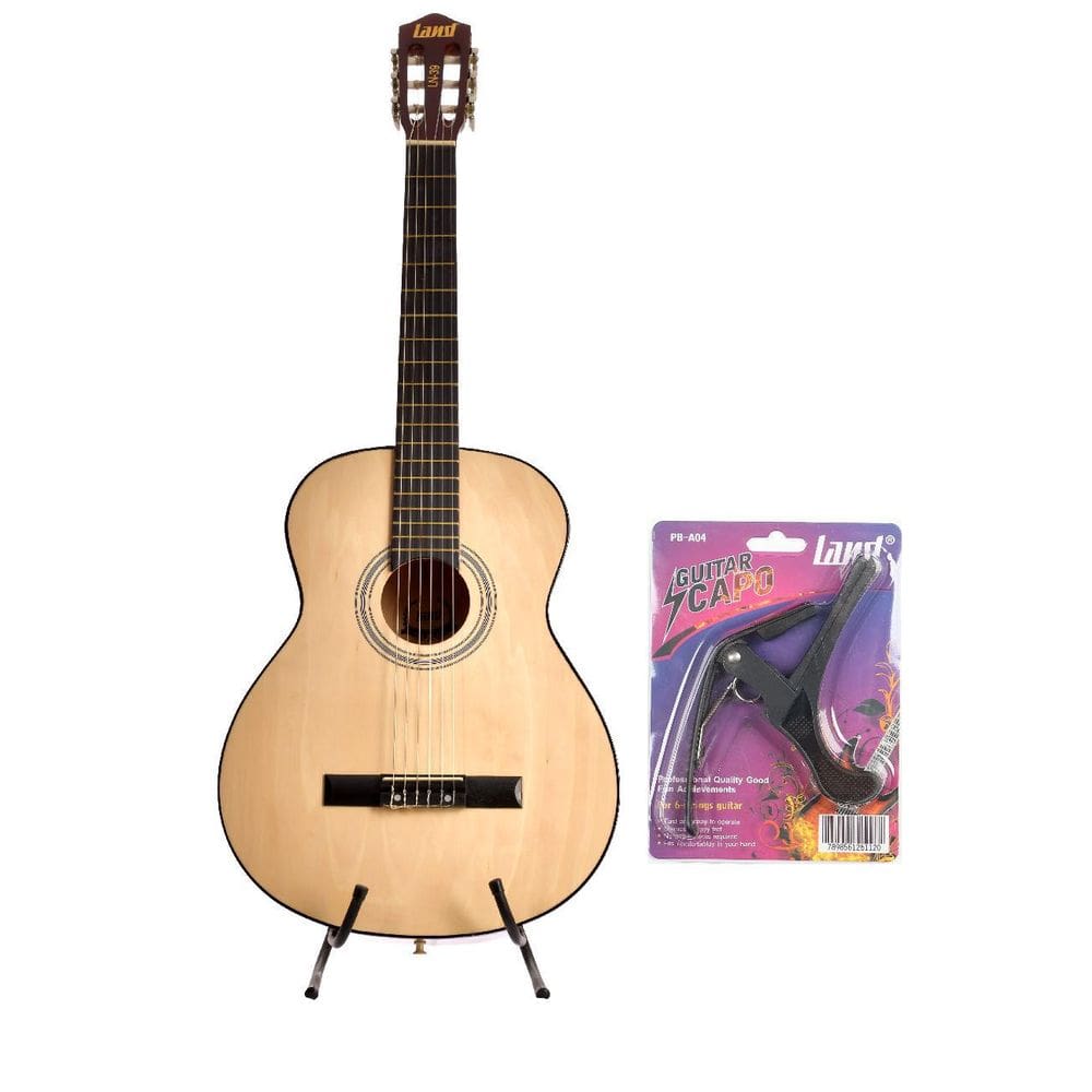 Kit Com Violão Land Acustico Nylon + Capo Traste Pba04