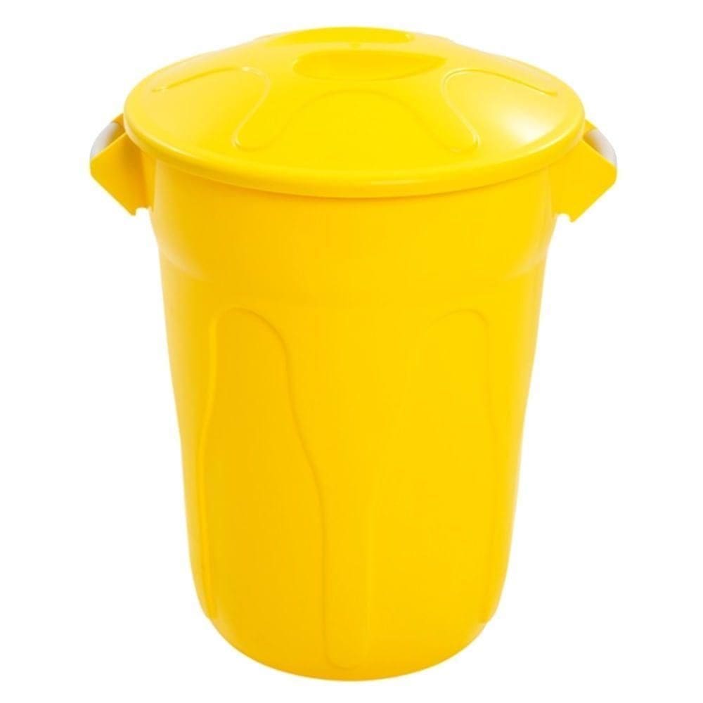 Lixeira Plástico Amarelo com Tampa Sobreposta de 100 Litros Cr100am Jsn Cesto Plástico Amarelo C