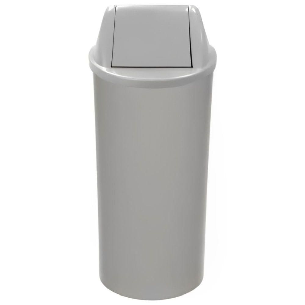 Lixeira de Plástico Cinza 70x30cm com Tampa Vai Vem 50 Litros Eb27ic Jsn Cesto Plastico 70x30 Va