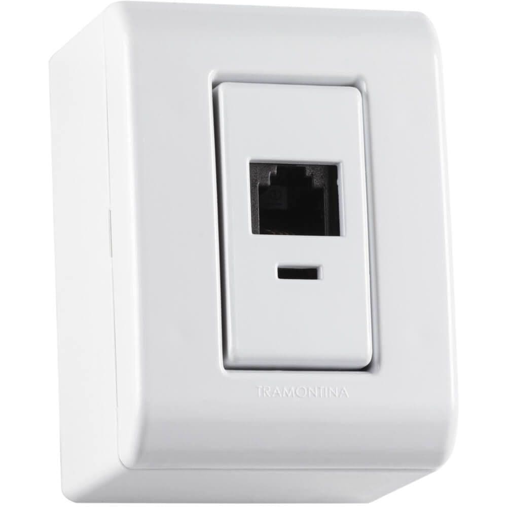 Caixa de Sobrepor Lizflex com 1 Tomada Rj11 Branca 57304010 Tramontina Cj Caixa+tampa+tomada Rj1