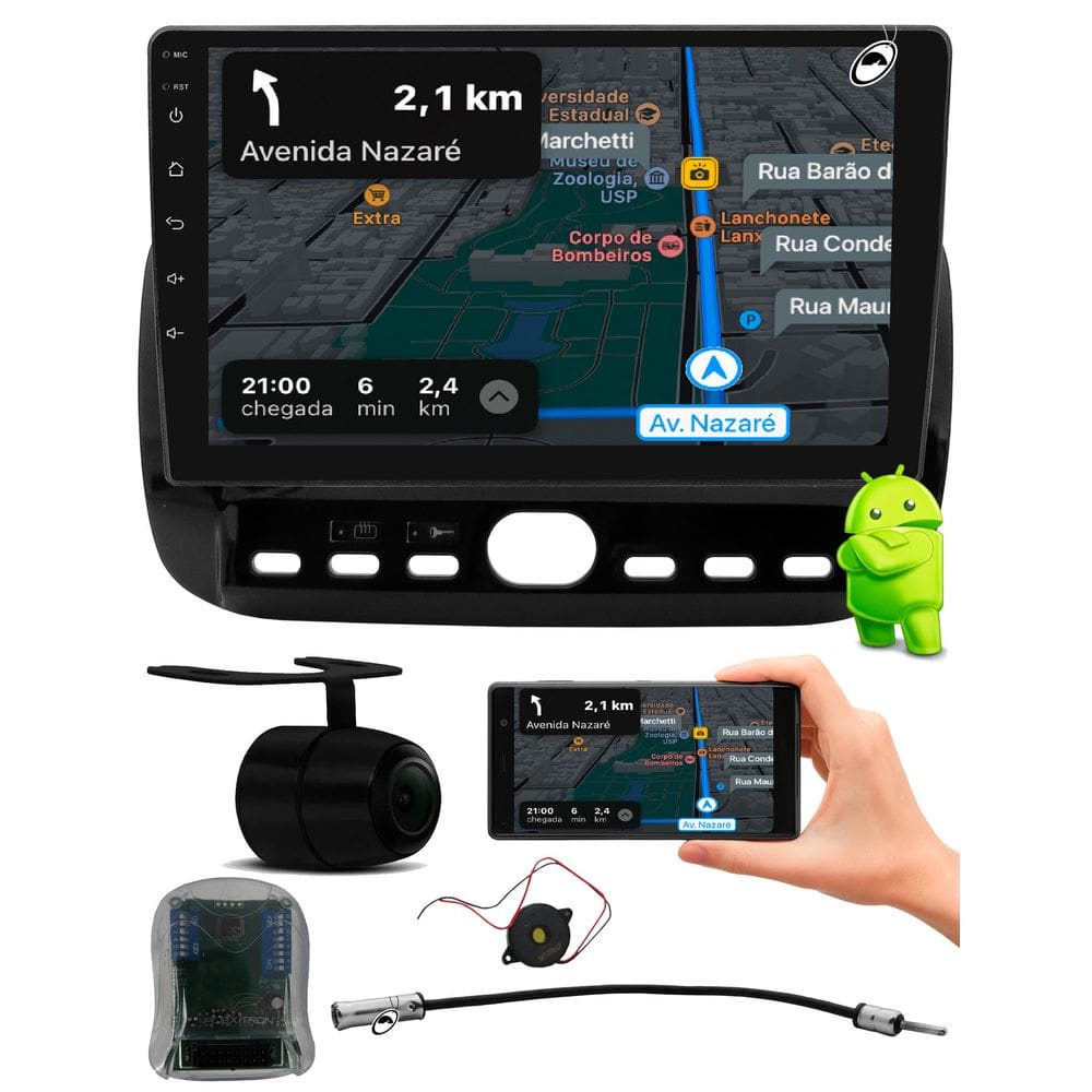 Multimidia 9” Android Punto 2012 a 2016 Linea 2015 2016 AndroidAuto Carplay Câmera Interface Volante