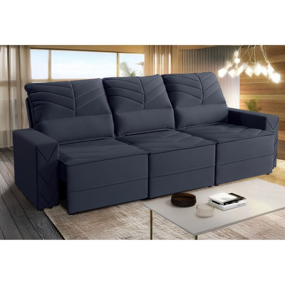 Sofa 3 Lugares Retratil Reclinavel 200cm Veludo Malta Requinte