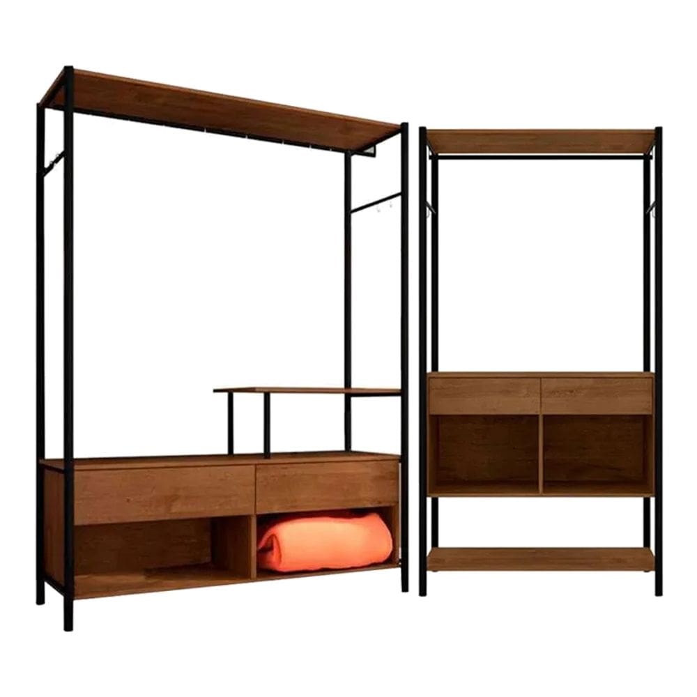 Guarda Roupa Closet Barcelona Com Modular Paris Preto/Demolição BP - Combo Stock