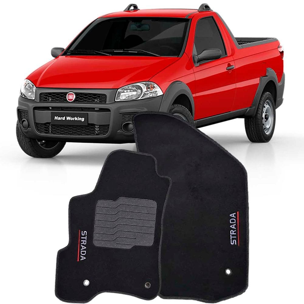 Tapete Carpete Strada Cabine Simples 2013 à 2019 Preto Logo Bordado Jogo Personalizado Automotivo