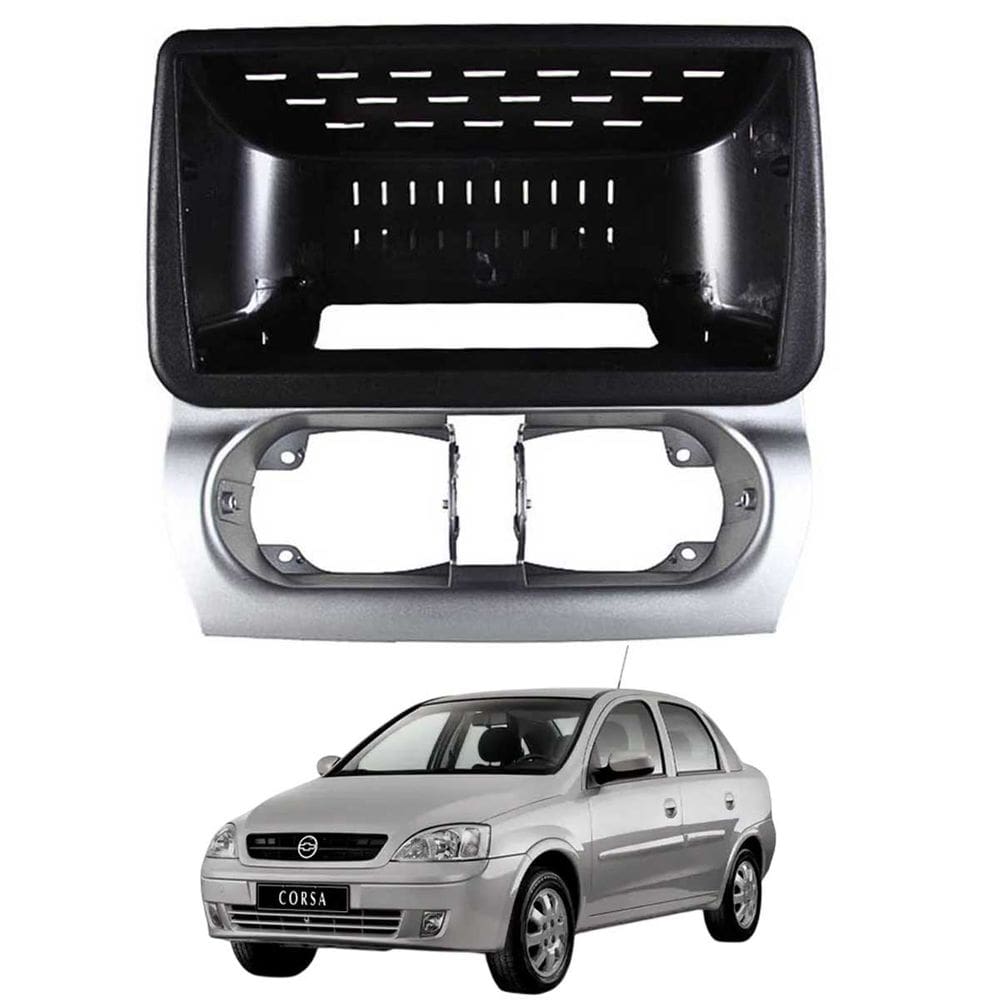 Moldura 9 Polegadas Corsa Maxx/Premium 2004 à 2012 Preta Prata Painel Central Multimidia Som