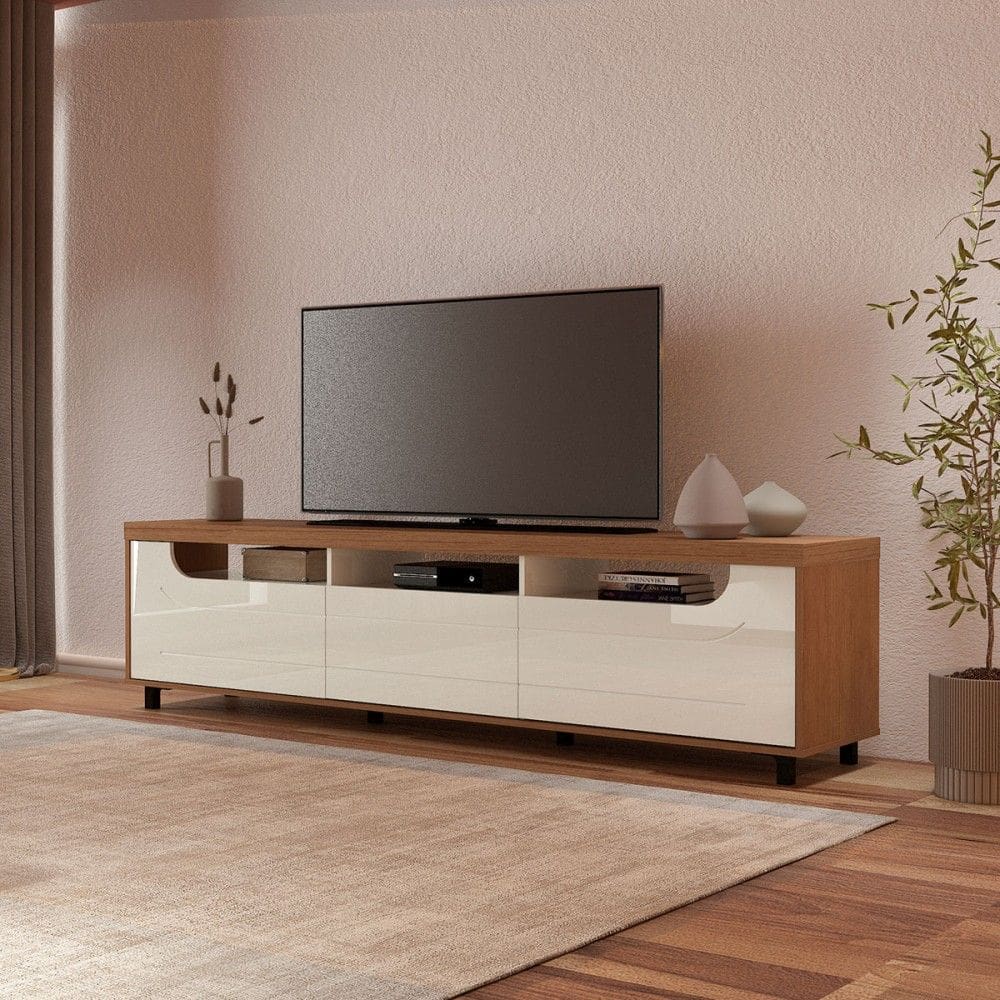 Rack para TV Até 75 Polegadas Mercury 2 Portas 1 Gaveta Cinamomo/Off White - Artely Móveis