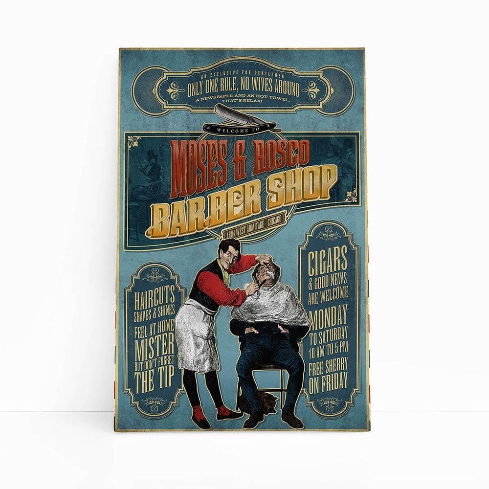 Quadro Barbearia Barber Shop Retro Vintage Canvas 60X40Cm