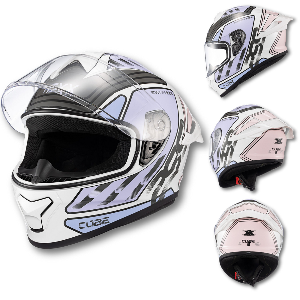 Capacete TEXX Spihe Cube Branco Rosa Lilas