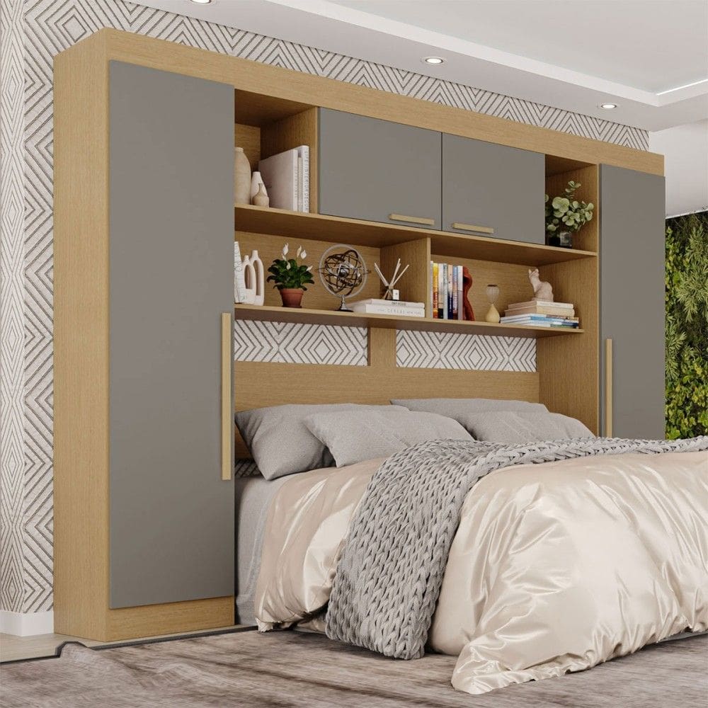 Guarda-Roupa Casal Modulado Odin Premium 4 Portas Jequitibá/Granizo - Pnr Móveis
