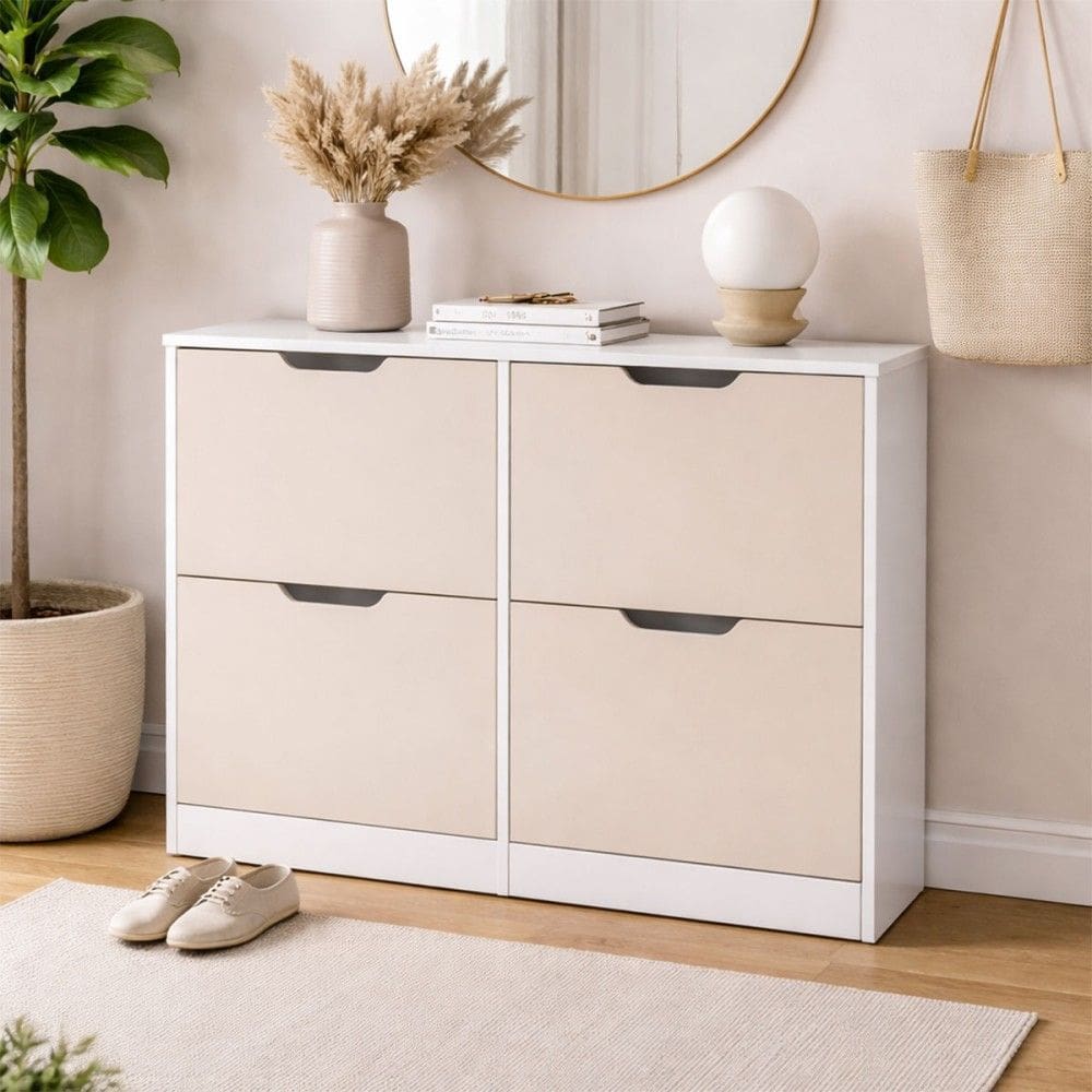 Sapateira Madri 4 Portas Creme/Branco - Politorno