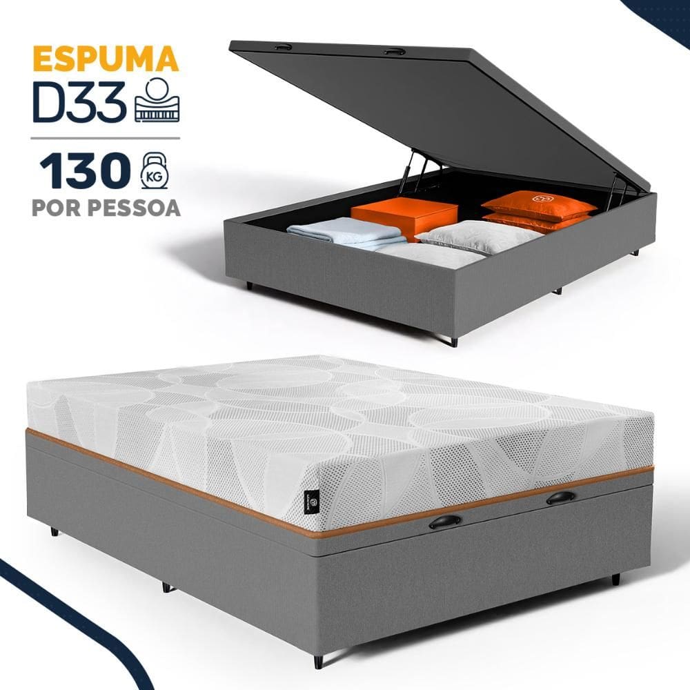 Cama Box Baú com Colchão de Espuma D33 Enrolado Sonno Full - Umaflex Casal 138cm