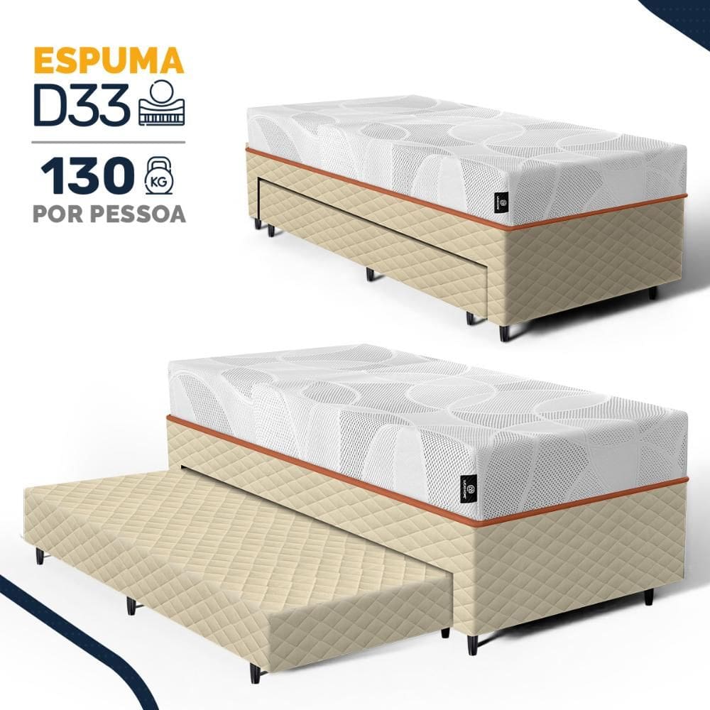 Cama Box com Colchão de Espuma D33 Enrolado Sonno Full - Umaflex + Auxiliar de Espuma Solteiro 88cm