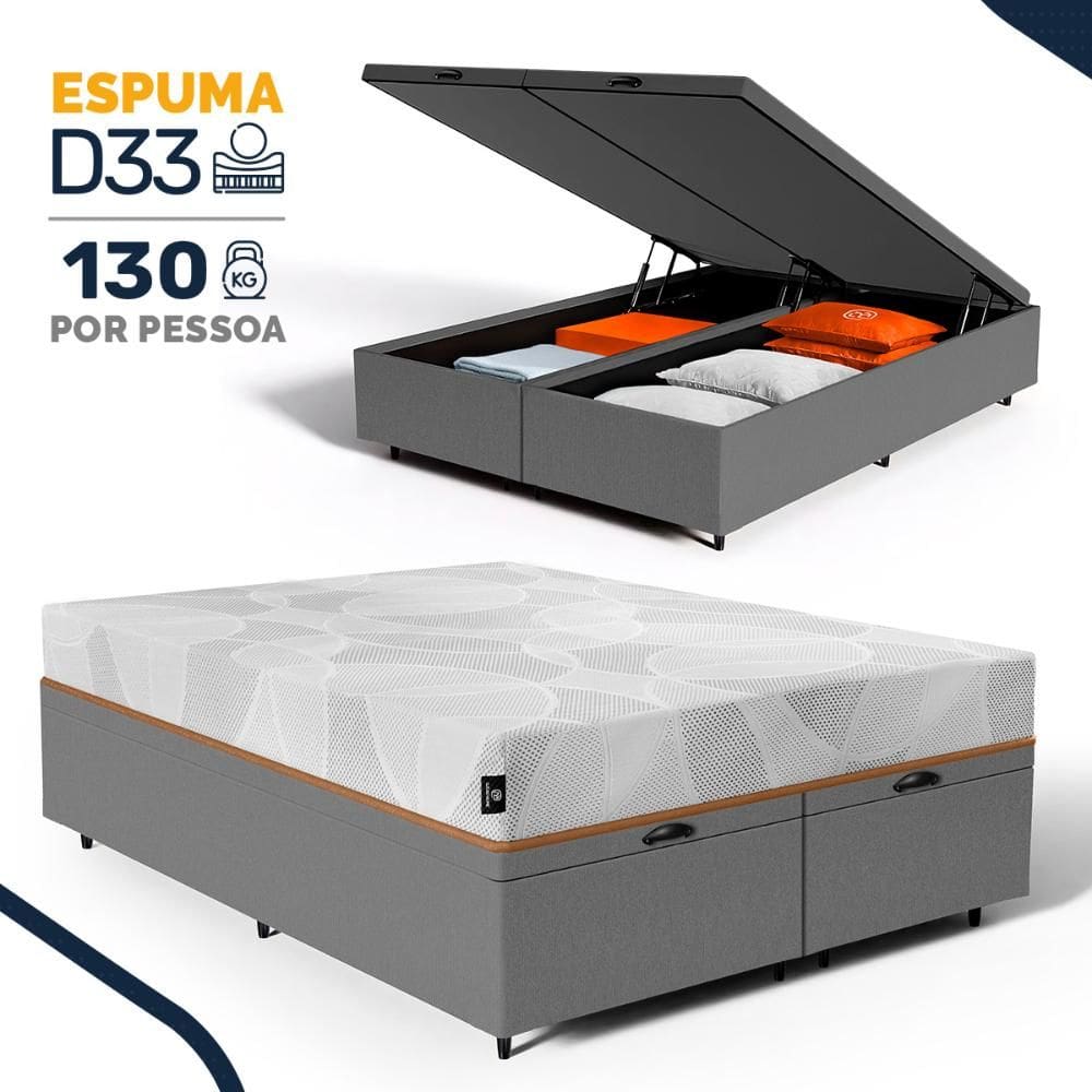 Cama Box Baú com Colchão de Espuma D33 Enrolado Sonno Full - Umaflex Queen 158cm