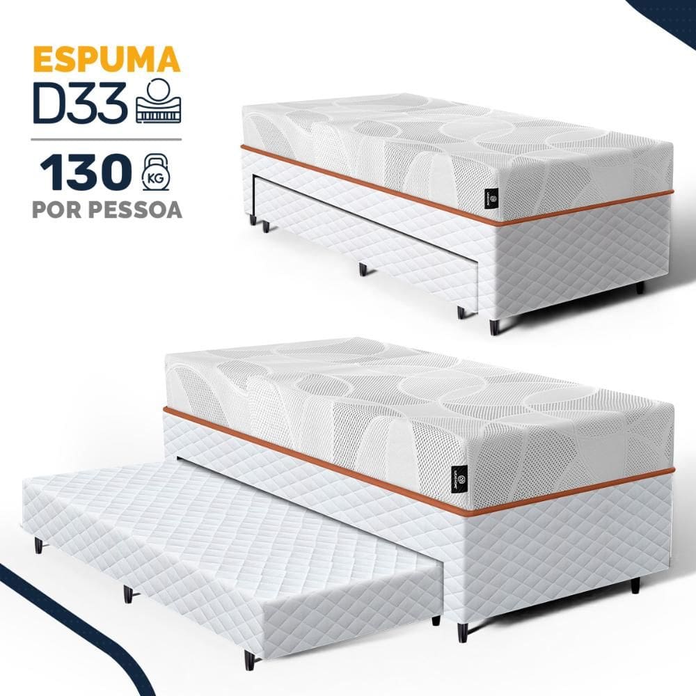 Cama Box com Colchão de Espuma D33 Enrolado Sonno Full - Umaflex + Auxiliar de Espuma Solteiro 88cm