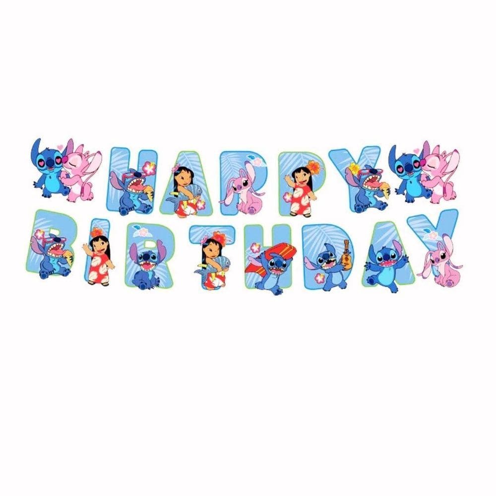 Mural De Festa Infantil Happy Birthday Stitch Em Papel