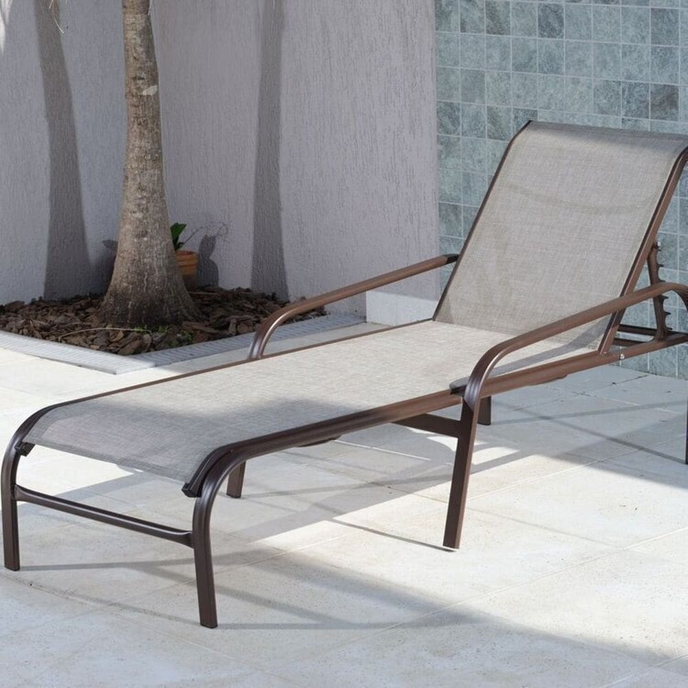 Kit 2 Espreguiçadeiras para Jardim 46cm X 62cm X 190cm Slim Marrom/Bege